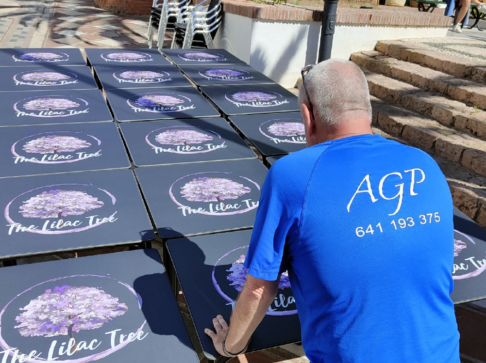 Bespoke printed table top vinyls - Specialists in bespoke signage